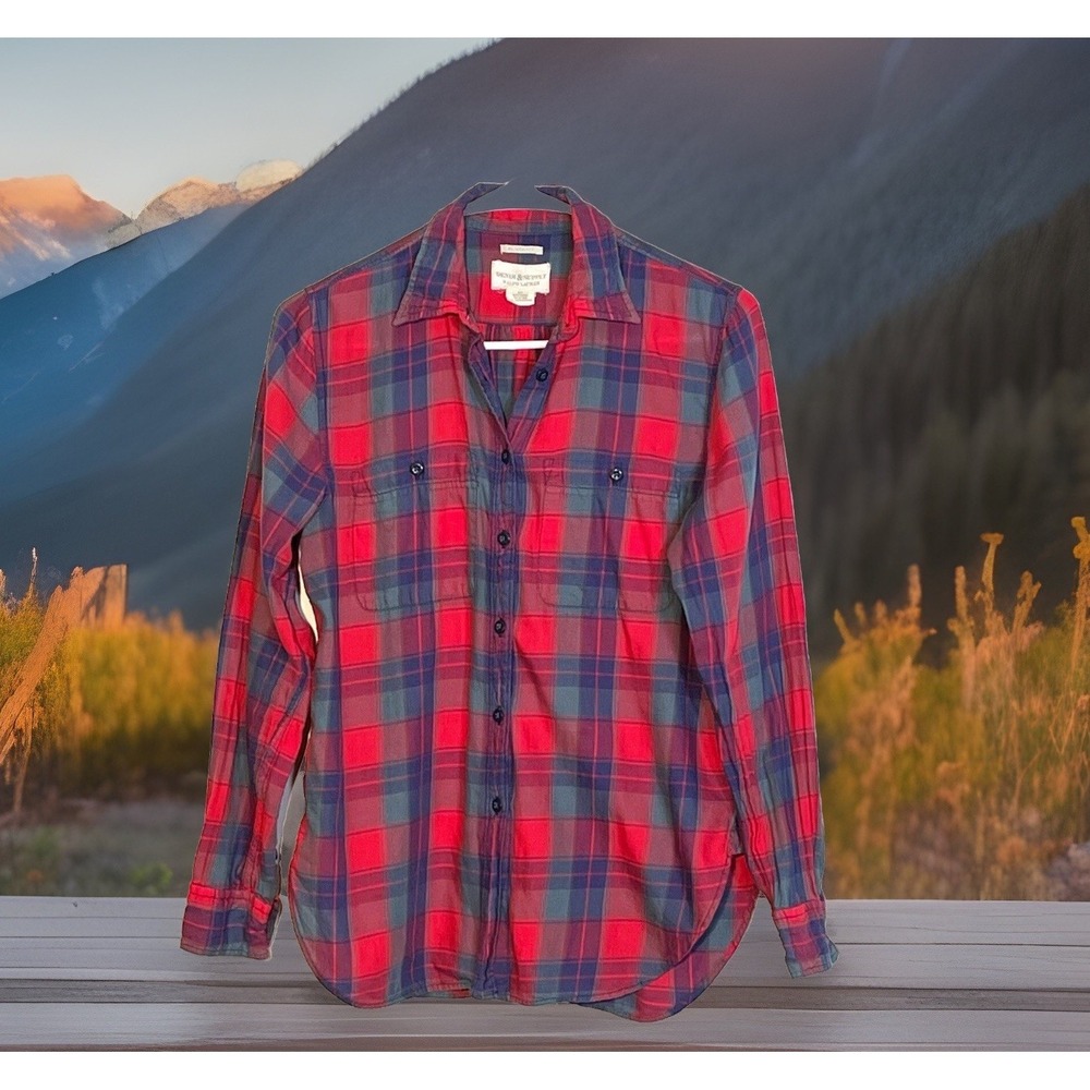 RALPH LAUREN Denim & Supply Button Up Shirt Womens Sz S Lightweight Plaid Cotton
